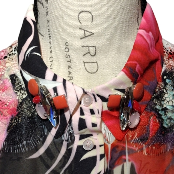 Guess Chiffon Jewel Embellished Blouse - Picture 3 of 8